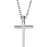 14K White Natural Blue Sapphire Petite Cross 16" Necklace